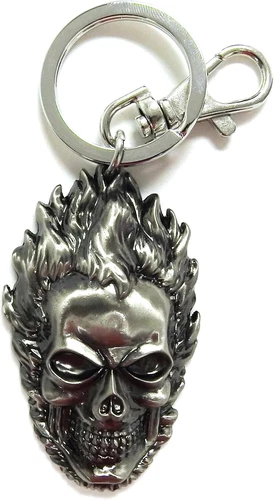 Marvel Ghost Rider Head Pewter Key Ring - New!