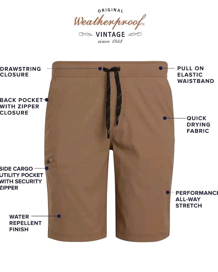 Weatherproof Vintage Mens Shorts Stretch Cargo Shorts for Men