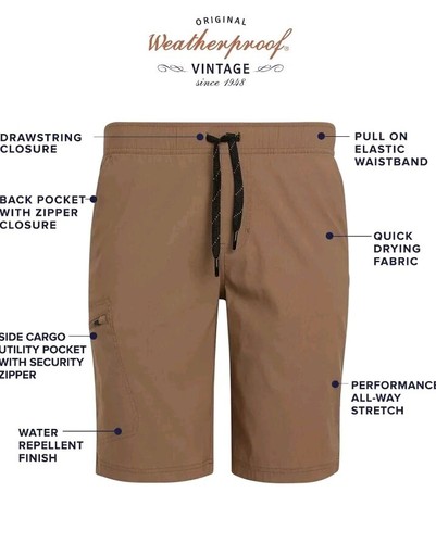 Weatherproof Vintage Mens Shorts Stretch Cargo Shorts for Men Summer Tan Size XL - 第 2/7 張圖片