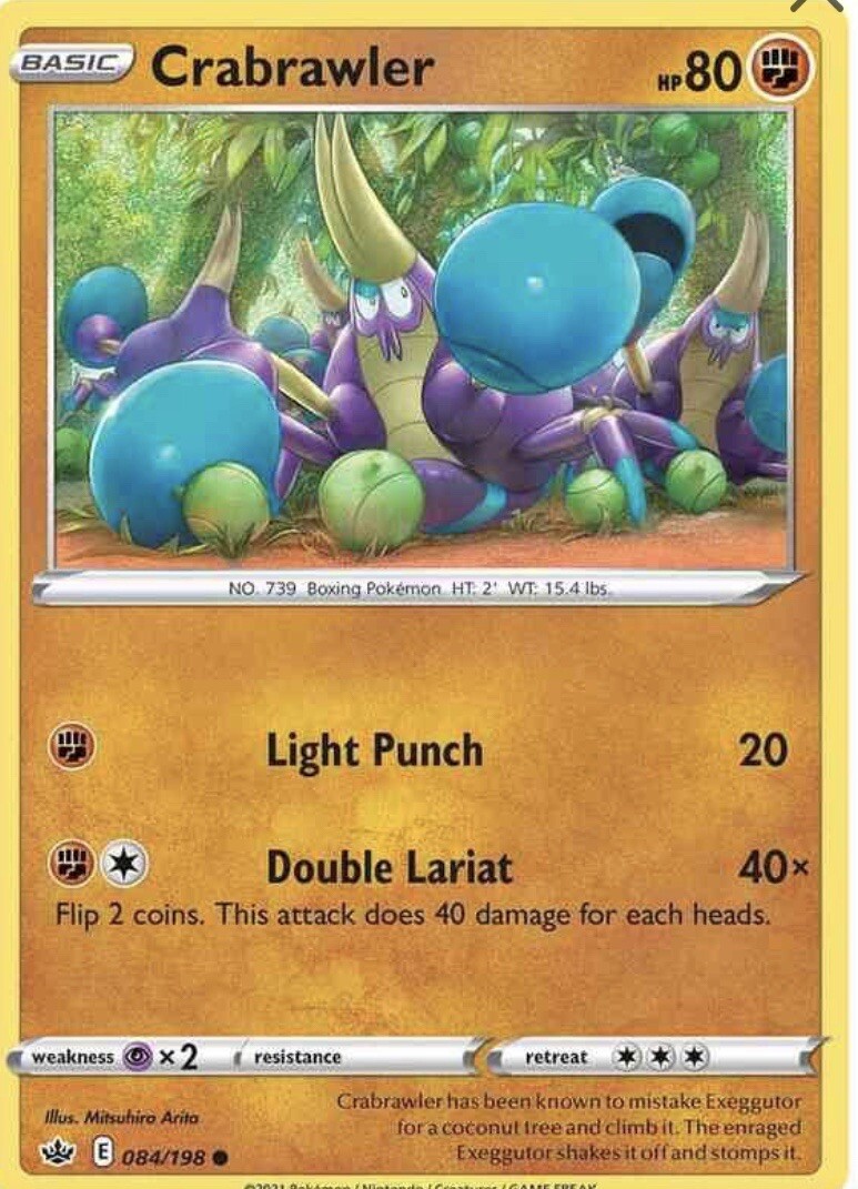 Pokemon Card 084/198 CRABRAWLER - CHILLING REIGN - COMMON -  NM