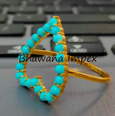 Natural Turquoise Ring Solid 925 Sterling Silver Handmade Ring Jewelry 