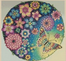 Butterfly and Flowers Counted Cross Stitch Chart No. 2-420