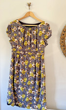 Boden Grey & Yellow Floral Tea Dress Size 14L