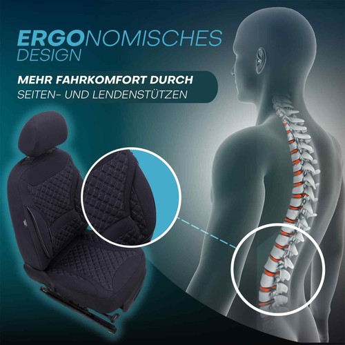 2x Sitzbezüge passend für Dodge Caliber ab 2006-2011 (Schwarz) | PRIME - Bild 5 von 12