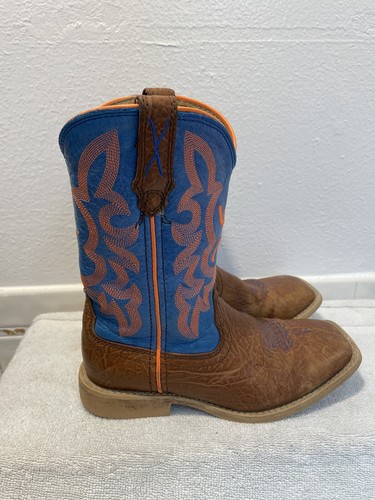 Twisted X Hooey Kinderstiefel Größe 2M Cowkids Bullhide/Neonblau YHY0001