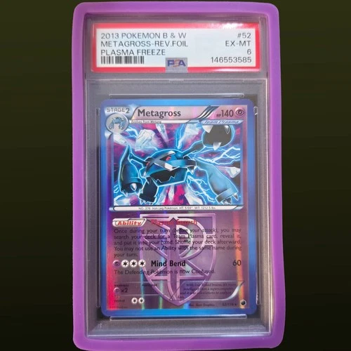 2013 POKEMON BLACK & WHITE PLASMA FREEZE #52 METAGROSS-REVERSE FOIL PSA 6