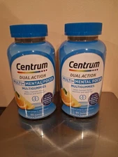 (NEW) 2 Bottles Centrum Dual Action Multi+Mental Focus 90 GUMMIES