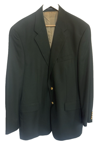 Chaps Ralph Lauren Mens Wool Sport Coat 44 L Gold Shield Button Masters Green - Picture 2 of 11
