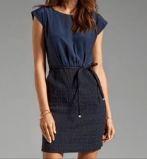 Marc by Marc Jacobs Dress Winona Silk Cloque Sleeveless Navy Blue size 6