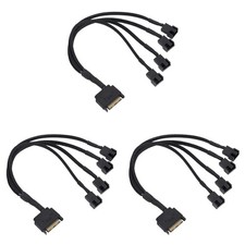3X Cooling Fan Adapter Cable, 15 Pin to 4 X 3 Pin / 4 Pin PMW 12V PC Case9969