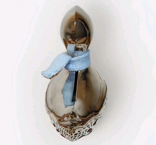 🗝️Vtg LEONARD Silver Plated Duck Coin Bank Denmark Blue Pink Hat Scarf & Key - Picture 11 of 20