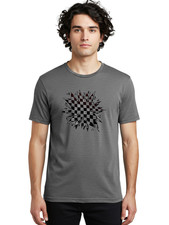 Black-Checkered-Pattern Mens Graphic Tee, 100 Cotton, Casual Summer Wear