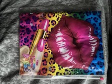 Lisa Frank Kissy Labios Guepardo Esmalte de Uñas Carpeta Bolsillo Y Pegatinas