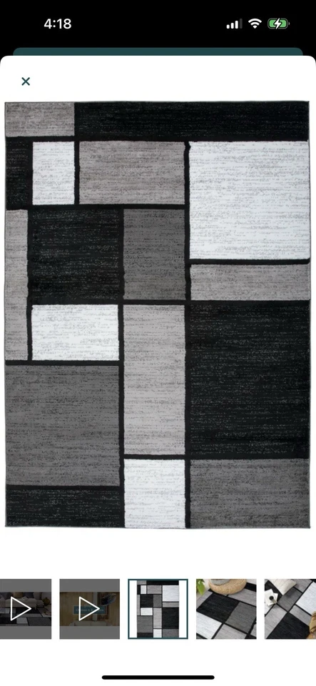 Contemporary Black & White Geometric Pattern Rug for a Stylish Living Room - Image 2 of 3