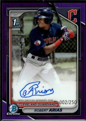 Robert Arias 2024 Bowman Chrome 1st Auto Purple Refractor /250 #CPA-RA Guardians