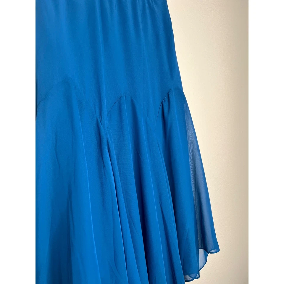 Bob Mackie Wearable Art Teal Blue Chiffon Handkerchief Hem Midi Skirt Size S - Image 4 of 4