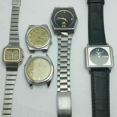 Lot of 5 Seiko Automatic Vintage Watches For Parts or Repair