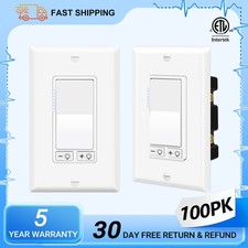 7Level Dimmer Switch 3-Way/Single-Pole for LED/CFL Easy Install ETL Listed 100PK