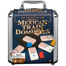 Spin Master Games, Mexican Train Dominoes Set in Aluminum Carry Case, Include...
