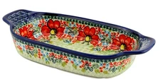 Polish Pottery Rectangular Serving Dish Handmade by Zaklady Boleslawiec