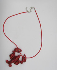 HAND ASSEMBLED / CRAFTED RED CRAWFISH W/ GLITTER NECKLACE