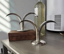 MCM Salvador de la Serna Mexican Sterling Silver Lily Candlesticks Pair