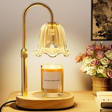 Candle Warmer Lamp Burner Melter Lamp with Two Bulbs Dimmable Wood Base Light UK