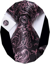 Paisley Tie Sets Floral Necktie Handkerchief Cufflinks Set Silk Woven Ties Busin