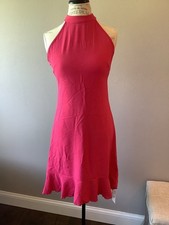 Beachsissi Women's Solid Color Dresses Halter Neck Casual Dress Pink Medium