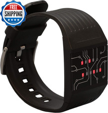 Binary Wrist Watch for Professionals with LED Lights a Black...