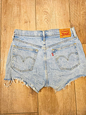 Levis 501 Original Denim Shorts Womens 29 Light Wash Distressed Cutoff High Rise