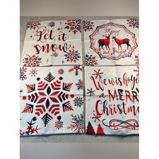 Christmas Pillow Covers Set of 4 Red Black Woven