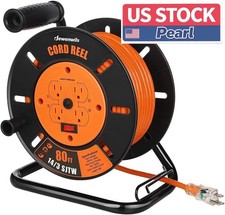DEWENWILS Retractable Extension Cord Reel, 80FT Heavy Duty Open Cord