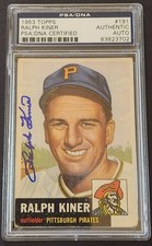 RALPH KINER #191 1953 Topps Baseball PSA/DNA AUTO AUTHENTIC PIRATES