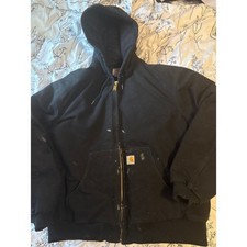 Carhartt Black Quilted Hooded Union Made in the USA Hooded Coat, XL Painted