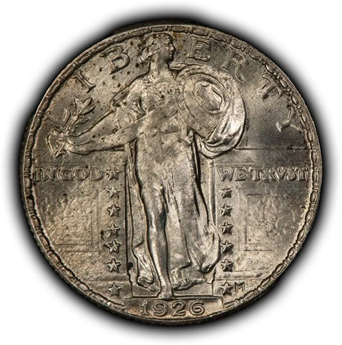 1926 25c Standing Liberty Silver Quarter - Original Toning - PQ BU Coin - Y6407