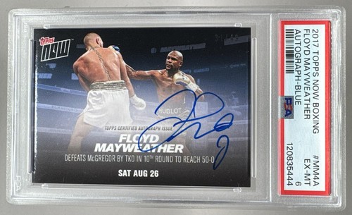Floyd Mayweather 2017 Topps Now Blue Auto 31/49 PSA 6