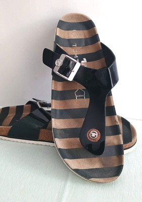 Tom Tailor Sandalen Gr.41 Zehentrenner Sommerschuhe Sandalette Schwarz