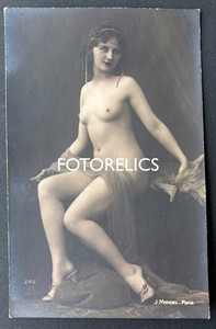 Original Early Real Photo STUDIO FRENCH NUDE BEAUTY J. Mandel Paris France #242