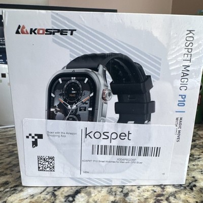 Kospet Magic P10 Smart Watch Silver, AMOLED, GPS, Stainless Steel, Black Band