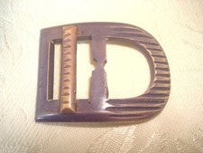 Vintage Purple D Shape Celluloid Slide Buckle 1 3/8 x 1 7/8 In. KJ