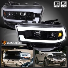 Jet Black Fits 2019-2024 Dodge Ram 2500 3500 Projector Headlights Lamps Led Tube