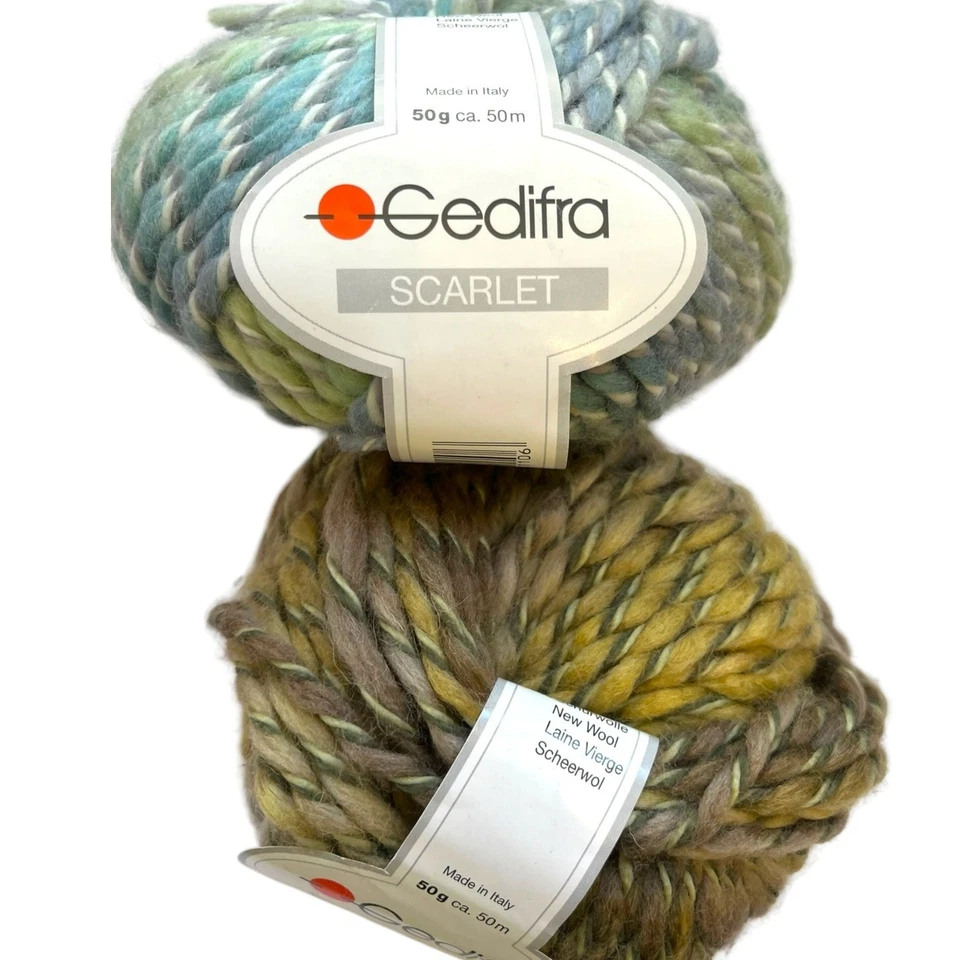 Hilo italiano voluminoso de lana acrílica Gedifra ESCARLATA | 1810 verde azul, 1869 marrón Foto 4 de 4