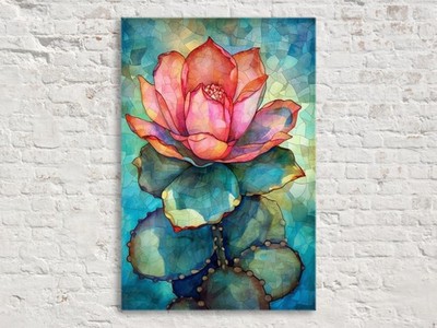 Mexican Cactus Canvas  Watercolor Art Southwest Decor Large Living Room Decor