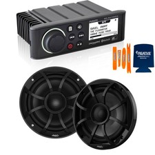 Fusion MS-RA70NSX Marine Stereo with Wet Sounds 6.5" Marine Speakers,Black Grill