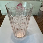 Hocking Glass MAYFAIR "Open Rose" Pink Flat 13.5oz Iced Tea Tumbler Set Of 5