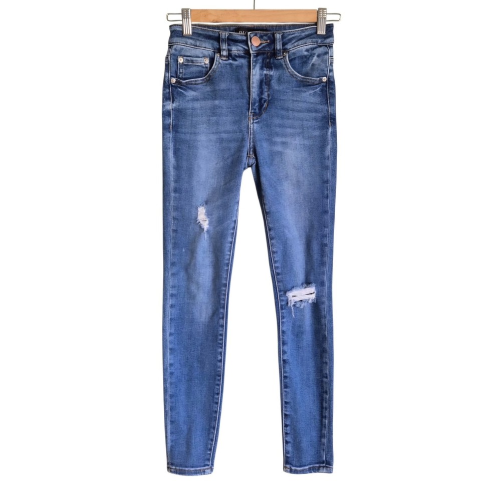 Decjuba Womens Jeans Size 6 Blue Skinny High Waist Distressed Vintage Style Fade