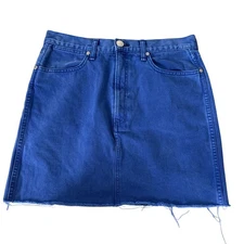Rag & Bone Red Denim Raw Hem Mini Skirt Size 29