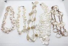 Lot Of 5 Vtg Necklaces Shell Mother of Pearl Abalone Unique Beach MOP Boho