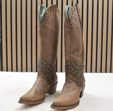 Corral Ladies Chocolate Emrboidery Studs Leathet Boot C4133 US Sz 7M Western